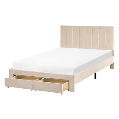 LONZAC - Bed met opbergruimte - Beige - 120 x 200 cm - Fluweel product