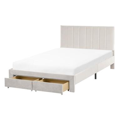 LONZAC - Bed met opbergruimte - Gebroken wit - 120 x 200 cm - Fluweel product