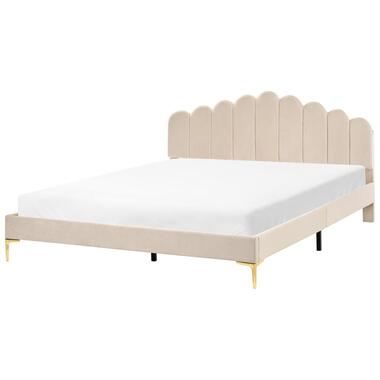 SAUVIAN - Bed - Beige - 180 x 200 cm - Fluweel product