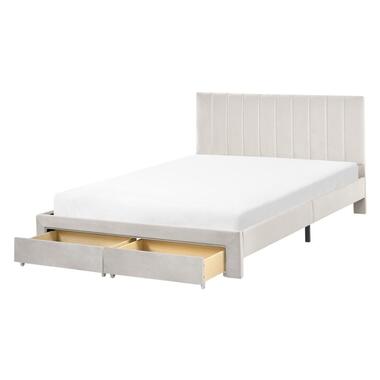LONZAC - Bed met opbergruimte - Gebroken wit - 140 x 200 cm - Fluweel product