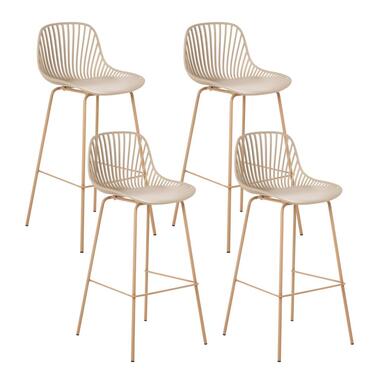 KLEVE - Set van 4 barstoelen - Beige - Synthetisch materiaal product