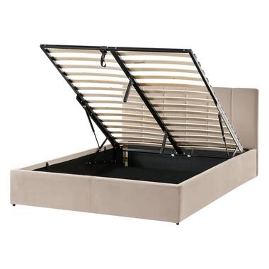 DREUX - Bed met opbergruimte - Taupe - 140 x 200 cm - Fluweel product