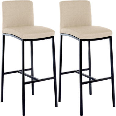 CLP Lot de 2 Tabouret de bar Freeport Noir Cadre - Tissu - Crème product