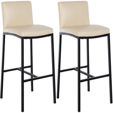 CLP Lot de 2 Tabouret de bar Freeport Noir Cadre - Similicuir - Crème product