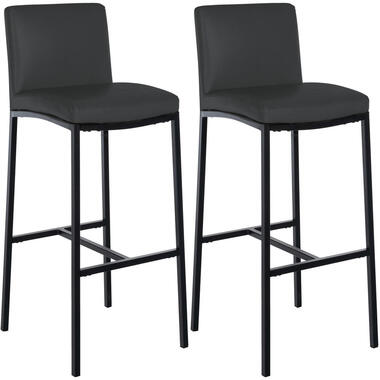 CLP Lot de 2 Tabouret de bar Freeport Noir Cadre - Similicuir - Gris foncé product