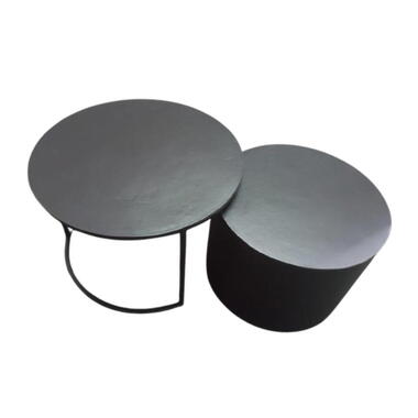 StarFurn Salontafel Zwart - Set van 2 - 75x75x45cm - Luna product