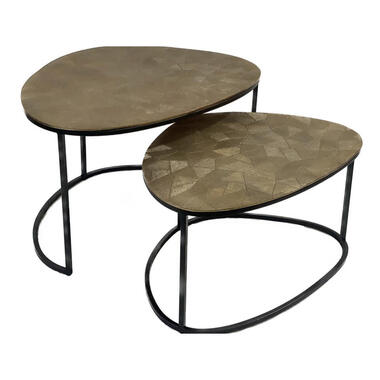 StarFurn Salontafel Goud - Set van 2 - 90x65x50cm - Filou product