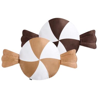 WHIRL CANDY - Sierkussen set van 2 - Bruin/Wit - Polyester product