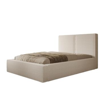 Meubella Lit double Jarviz - Tissu côtelé beige - 140 x 200 cm product