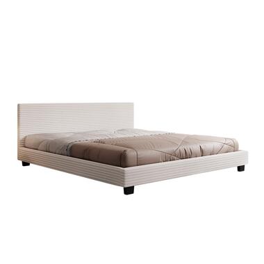 Meubella Lit double George - Tissu côtelé beige - 180 x 200 cm product