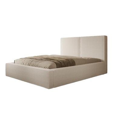 Meubella Lit double Jarviz - Tissu côtelé beige - 160 x 200 cm product