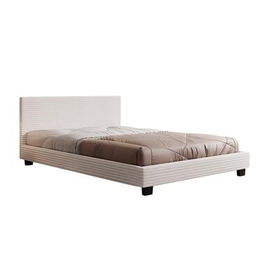 Meubella Lit double George - Tissu côtelé beige - 140 x 200 cm product