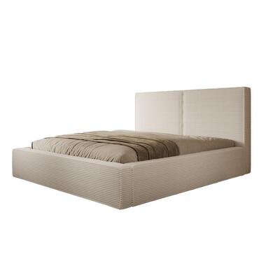 Meubella Lit double Jarviz - Tissu côtelé beige - 180 x 200 cm product