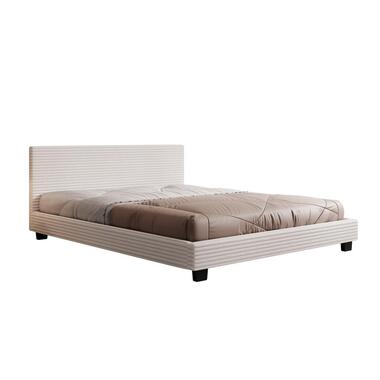 Meubella Lit double George - Tissu côtelé beige - 160 x 200 cm product