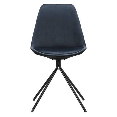 Chaise de salle à manger Senja - velours bleu - métal noir product