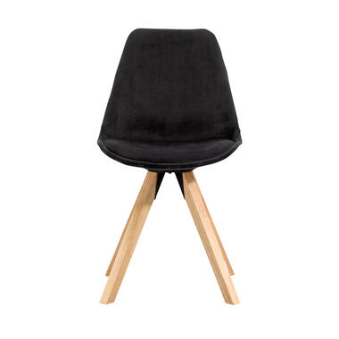 Chaise de salle à manger Senja - velours noir - bois de couleur naturelle product