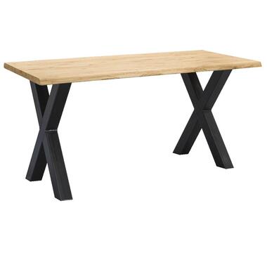 Table de salle à manger tronc Houston pieds X - 75x160x90 cm - chêne/noir product