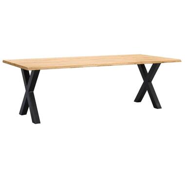 Table de salle à manger tronc Houston pieds X - 75x220x100 cm - chêne/noir product