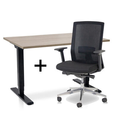 Ensemble MRC COMFORT - Bureau assis-debout + chaise - 120x80 - chêne moyen product