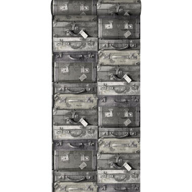 ESTAhome papier peint - valises vintage - noir et gris product