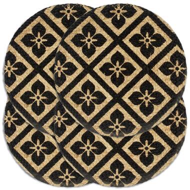 vidaXL Placemats 4 st rond 38 cm jute zwart product