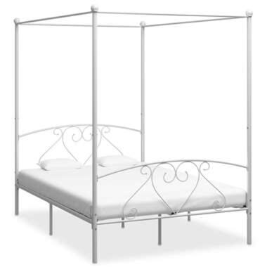vidaXL Cadre de lit à baldaquin blanc 140 x 200 cm métal product