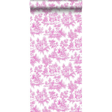 ESTAhome papier peint - toile de jouy - rose - 53 cm x 10,05 m product