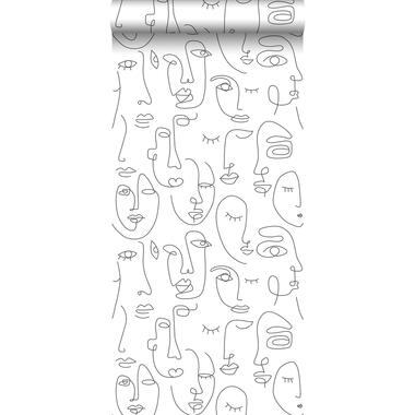 ESTAhome behang - gezichten - zwart wit - 0.53 x 10.05 m product