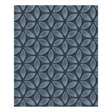 Dutch Wallcoverings - Hexagone dessin zwart/blauwgrijs - 0,53x10,05m product