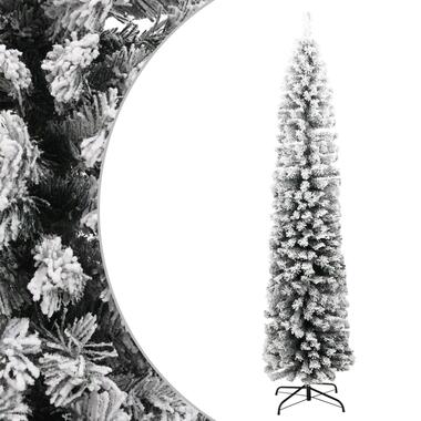VIDAXL Kunstkerstboom met sneeuwvlokken smal 210 cm PVC groen product