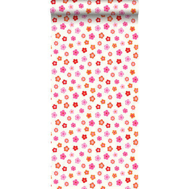 ESTAhome papier peint - fleurs intage - rose, corail rouge et orange product