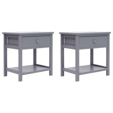 vidaXL Tables de chevet 2 pcs Gris 40x29x42 cm Bois de Paulownia product