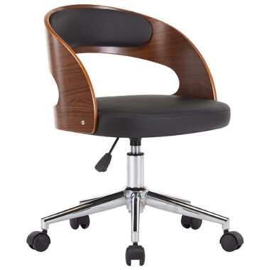 VIDAXL chaise de bureau en bois courbé/similicuir - pivotante/noire product