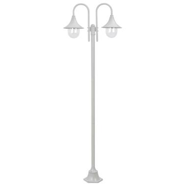 VIDAXL Lampadaire de jardin E27 220 cm Aluminium 2 lanternes Blanc product