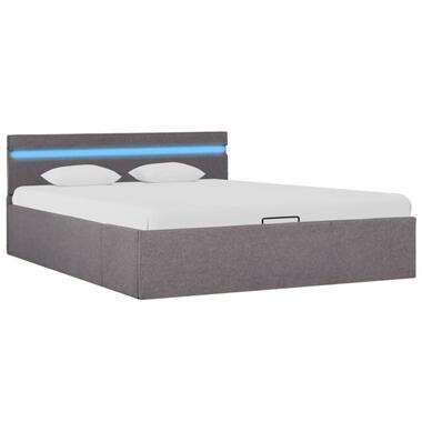 vidaXL Bedframe met hydraulische opslag en LED stof taupe 140x200 cm product