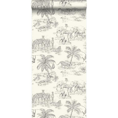 Origin behang - jungle-motief - ivoor wit en grijs - 53 cm x 10,05 m product