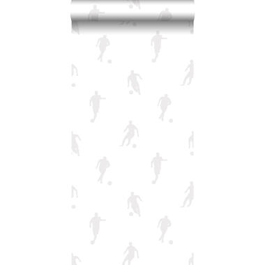 ESTAhome behang - voetbalspelers - zilver op wit - 53 cm x 10.05 m product