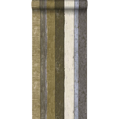 ESTAhome behangpapier - houten plankjes - bruin en kaki groen product