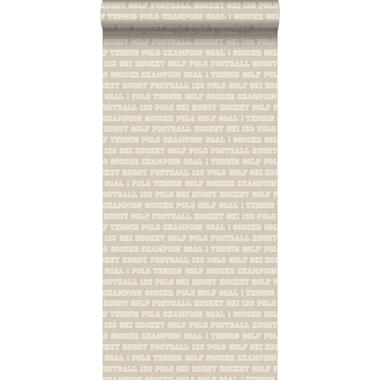 ESTAhome behang - sport teksten - warm grijs - 53 cm x 10,05 m product