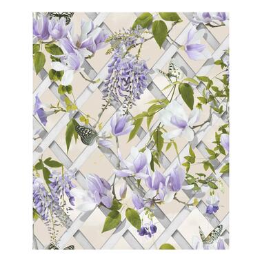 Dutch Wallcoverings - Horizons bloemen/vlinder grijs/lila - 0,53x10,05 product