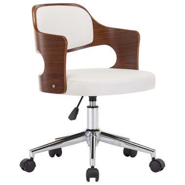 VIDAXL Kantoorstoel - draaibaar - gebogen hout en kunstleer - wit product