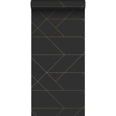 ESTAhome behang - grafische lijnen - zwart en goud - 0.53 x 10.05 m product