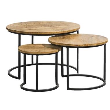 Lot de 3 tables d'appoint Dex - couleur naturelle/noir - 44xØ63 cm product