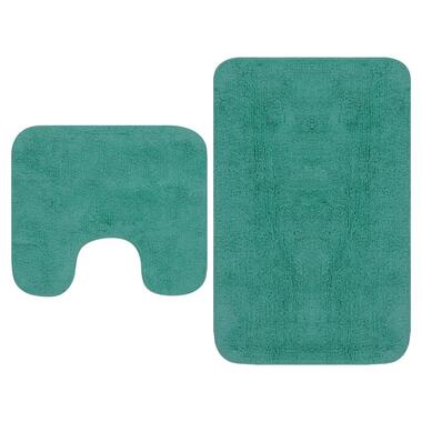 vidaXL Tapis de salle de bain 2 pcs Tissu Turquoise product