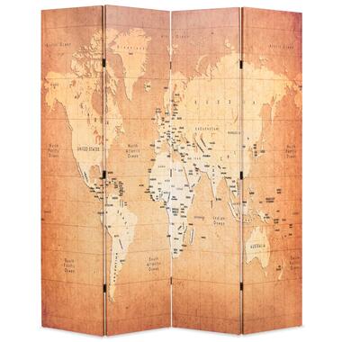 vidaXL Cloison de séparation pliable 160 x 170 cm Carte du monde Jaune product