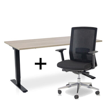 Ensemble MRC COMFORT - Bureau assis-debout + chaise - 160x80 - chêne moyen product