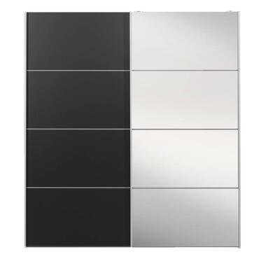Schuifdeurkast Verona wit - zwart/spiegel - 200x182x64 cm product
