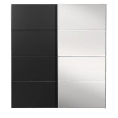 Schuifdeurkast Verona zwart - zwart/spiegel - 200x182x64 cm product