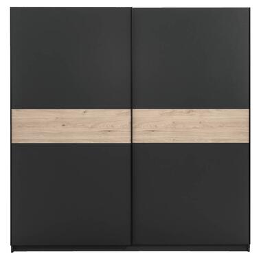 Armoire à portes coulissantes Genua - anthracite/couleur chêne - 204x200x60 cm product