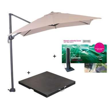 Garden Impressions parasol S 250x250 - d. grijs/ecru met voet en hoes product